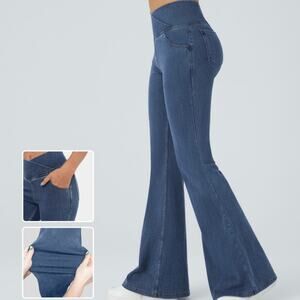 HalaraMagic™ Crossover High Waist Stretch Jeans Casual Super Flare Size XL 16